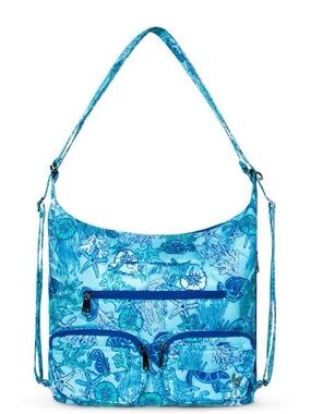 Lug Zipliner 2 Convertible Hobo Bag Backpack Crossbody Sealife Blue
